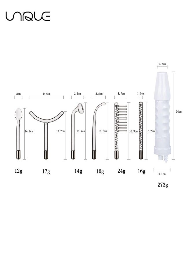 Unique - High Frequency Facial Wand - Portable Skin Therapy Machine - for Skin Face Hair - High Frequency Wand with 6 Different Glass Tubes - Boost Your Skin - Clear Firm & Tighten - Purple/Orange - Image 1