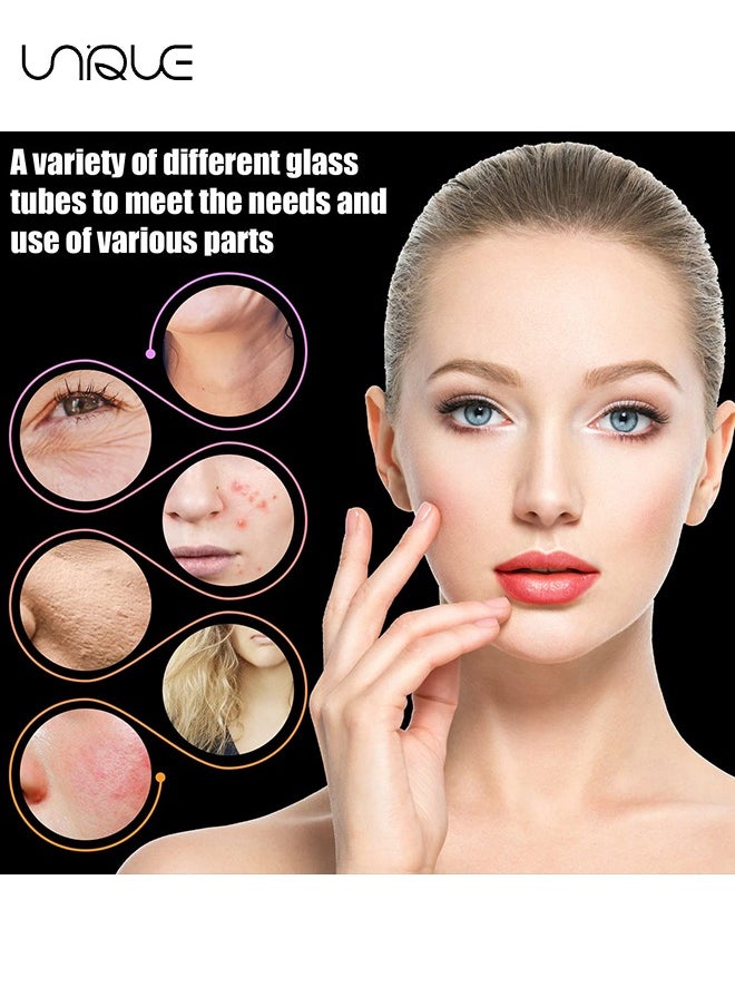 Unique - High Frequency Facial Wand - Portable Skin Therapy Machine - for Skin Face Hair - High Frequency Wand with 6 Different Glass Tubes - Boost Your Skin - Clear Firm & Tighten - Purple/Orange - Image 1