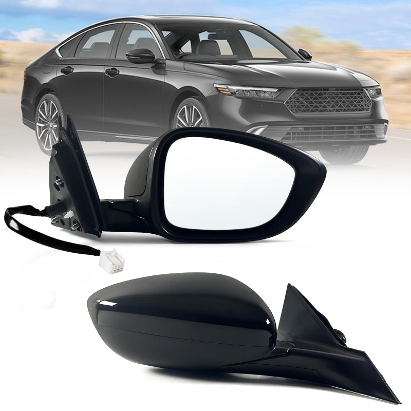 Lqito Right Passenger side Mirror Fits 2023 2024 2025 Honda Accord with Power Glass without Heated without turn signals without Blind Spot Match Black 3Pins