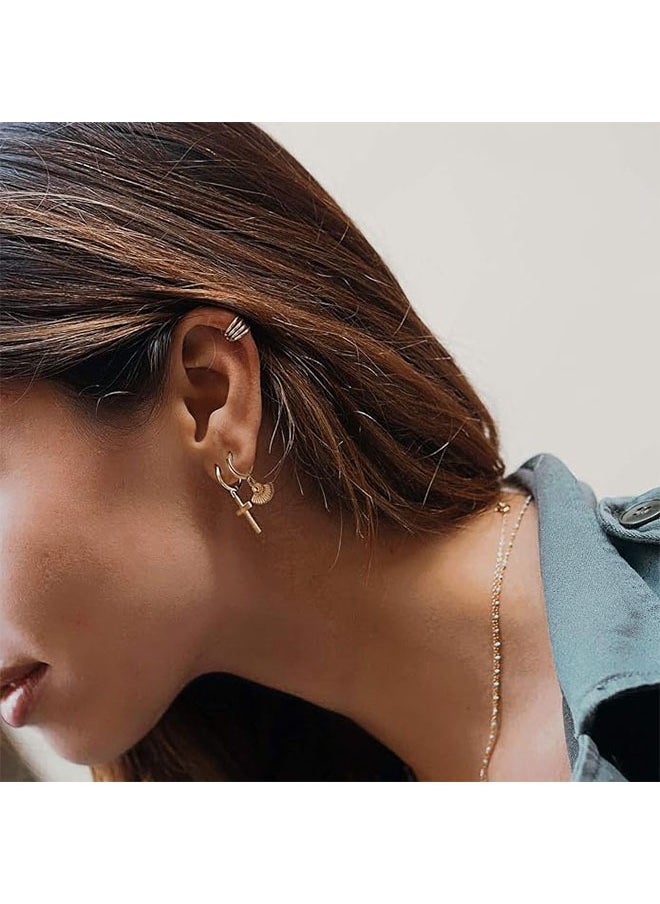 Mevecco - Women Gold Huggie Hoop Earrings Dangle Drop 14K Gold Filled Small Boho Beach Simple Delicate Handmade Hypoallergenic Jewelry Gift - Image 1