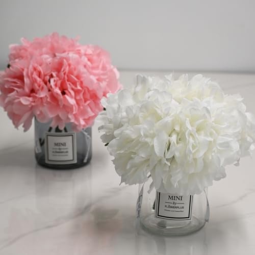 LADADA Faux Silk Peony Artificial Flowers for Vase, Ins Style Artificial Flower Glass Bottle Set ，Suitable for Living Room, Dining Table, Wedding, Hotel Banquet and Other Home Decoration - Image 4