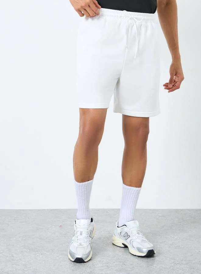 ستايلي Styli Solid Regular Fit Shorts with Drawstring
