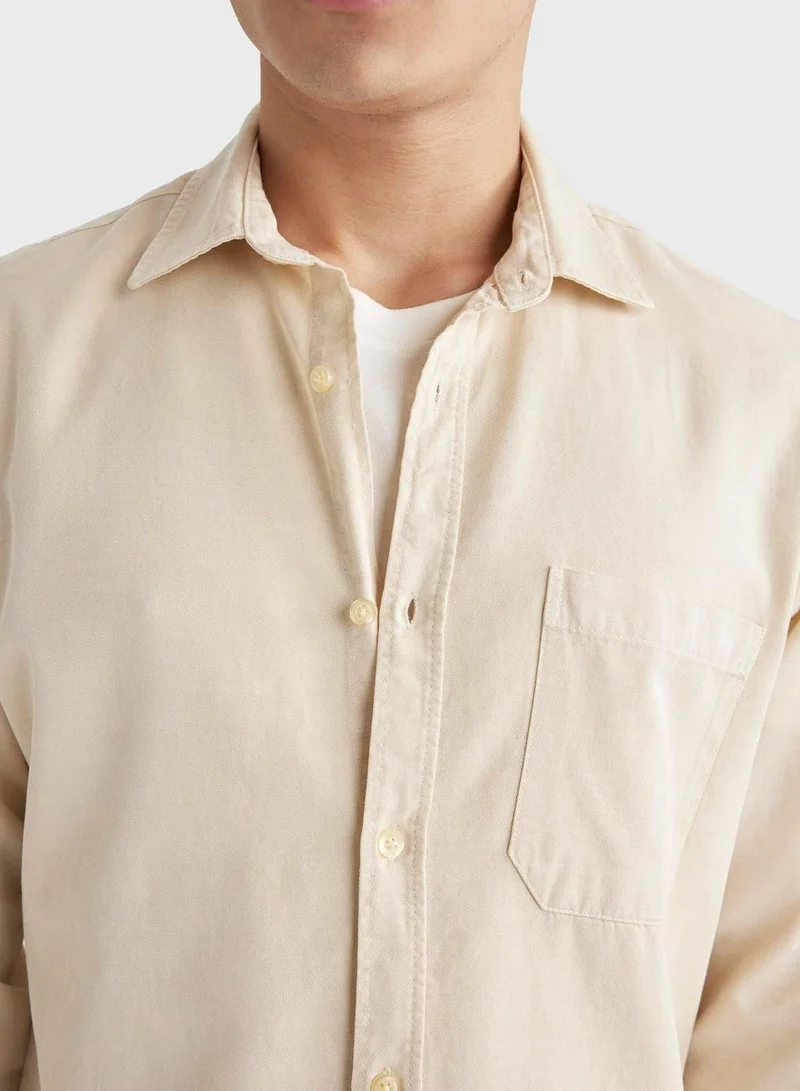 ديفاكتو قميص رجالي بأكمام طويلة بقصة عادية