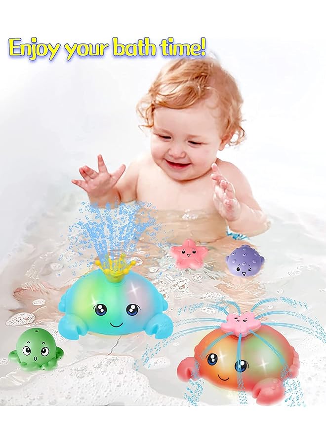 SYOSI Bath Toys For Toddlers Spray Water Baby Bath Toy Light Up Sprinkler Bathtub Toys Swimming Pool Bathroom Shower Water Toy For Infant Kids Boys Girls Age 3 4 5 6 Years Old Crab Red - Image 2