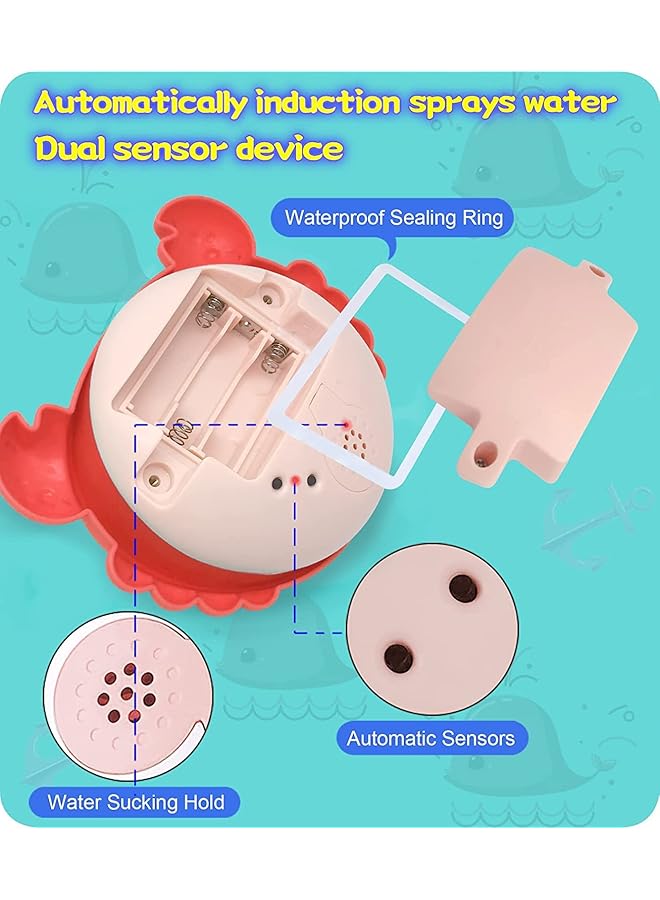 SYOSI Bath Toys For Toddlers Spray Water Baby Bath Toy Light Up Sprinkler Bathtub Toys Swimming Pool Bathroom Shower Water Toy For Infant Kids Boys Girls Age 3 4 5 6 Years Old Crab Red - Image 5