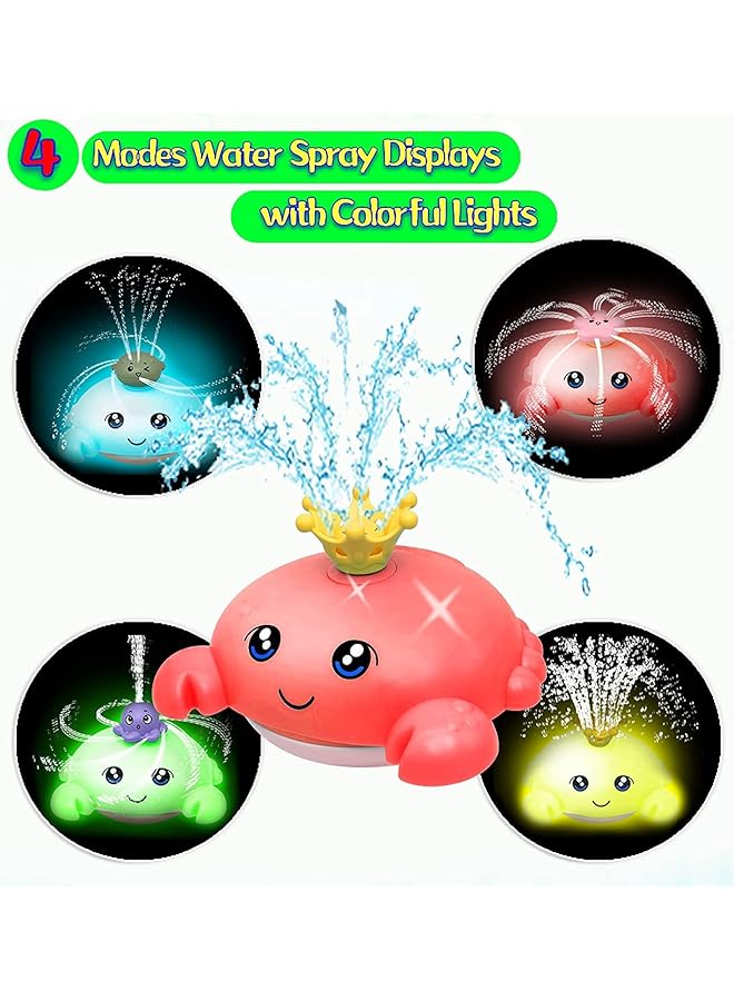 SYOSI Bath Toys For Toddlers Spray Water Baby Bath Toy Light Up Sprinkler Bathtub Toys Swimming Pool Bathroom Shower Water Toy For Infant Kids Boys Girls Age 3 4 5 6 Years Old Crab Red - Image 4