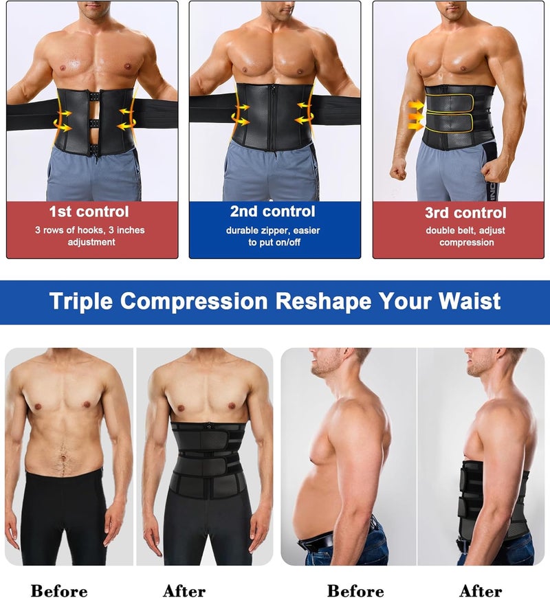 MOLUTAN Waist Trainer Trimmer for Men Tummy Control Shapewear Neoprene Sweat Belt Slimming Body Shaper - Image 3