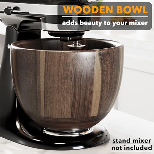 SpaceAid Wooden Bowl for Mixer Kitchen Space Aid Acacia Wood Mixing Bowls Holder for Stand Mixer Compatible with 45 5 QT TiltHead Models Kitchen Light Wood - Image 3
