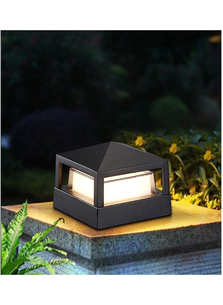 مصباح LED خارجي حديث، مصباح عمود حديقة أسود، إضاءة عمودية مقاومة للماء - Image 1