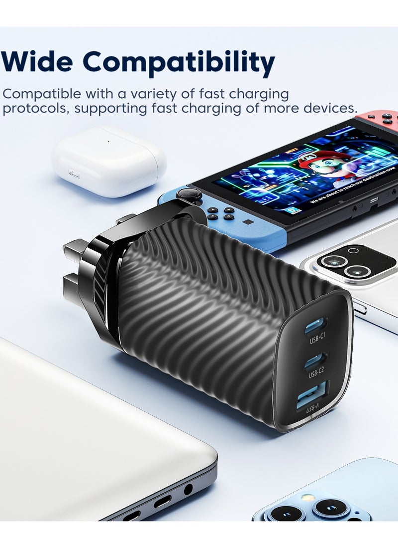 VAYMAY iPhone Charger 65W Fast USB C Charger 3-Port Foldable GaN Laptop Fast Charger Type C Wall Charger Plug Compatible with MacBook Pro, Air, HP, Dell, Lenovo, iPad Pro/Air, iPhone 16 Series, 15 Pro Max Galaxy S23 - Image 5