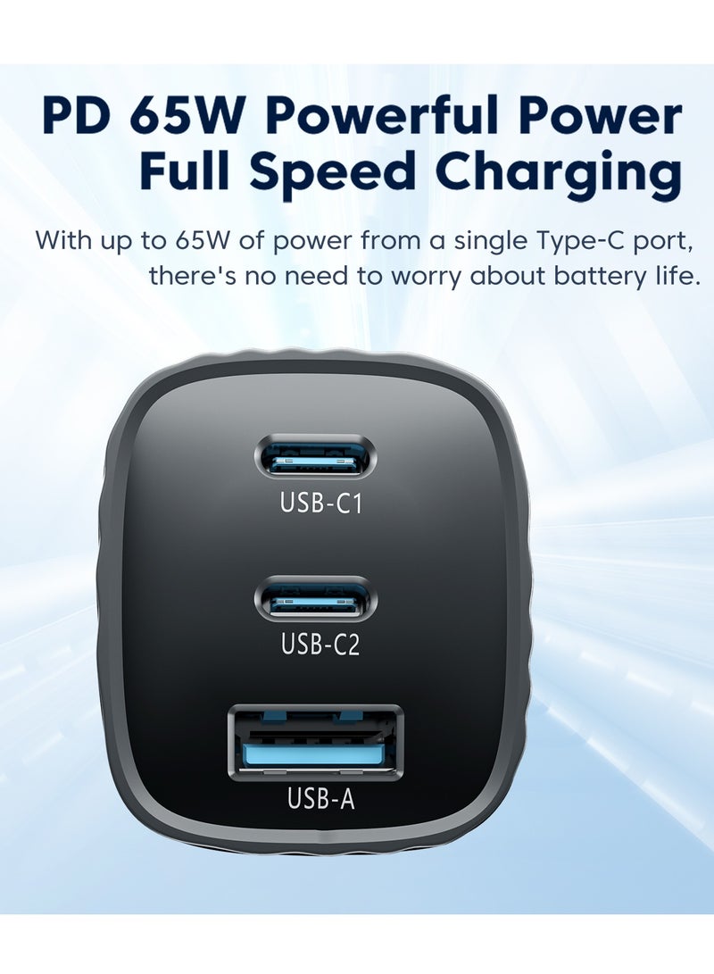 VAYMAY iPhone Charger 65W Fast USB C Charger 3-Port Foldable GaN Laptop Fast Charger Type C Wall Charger Plug Compatible with MacBook Pro, Air, HP, Dell, Lenovo, iPad Pro/Air, iPhone 16 Series, 15 Pro Max Galaxy S23 - Image 3