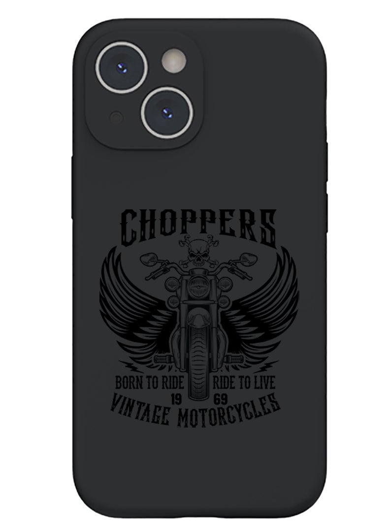 Theodor Protective Slim Fit Case Liquid Silicone Cover with Full Body Protection Anti-Scratch Shockproof Case For iPhone 14 Black  - Cow drumming copy - Image 1