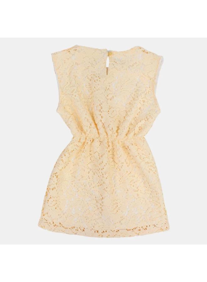 playmore Girls Lace Sleeveless Dress – Beige - Image 2