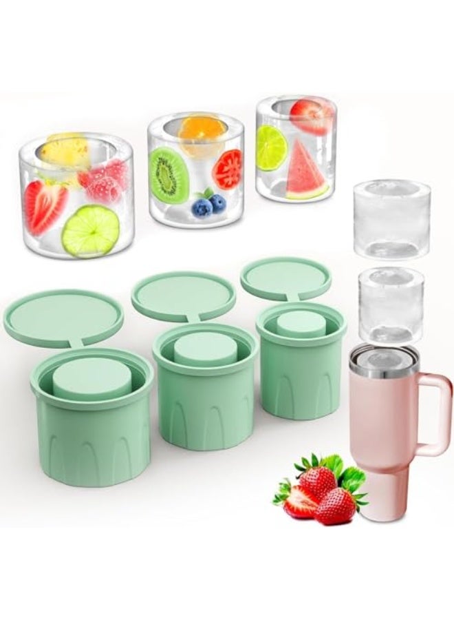 Oxilian 3 Pcs Ice Mold for Stanley Cup, Ice Cube Tray for Stanley 30-40 Oz Tumbler Cup, BPA-free Silicone Ice Cube Molds With Lid for Coffee  - Image 1