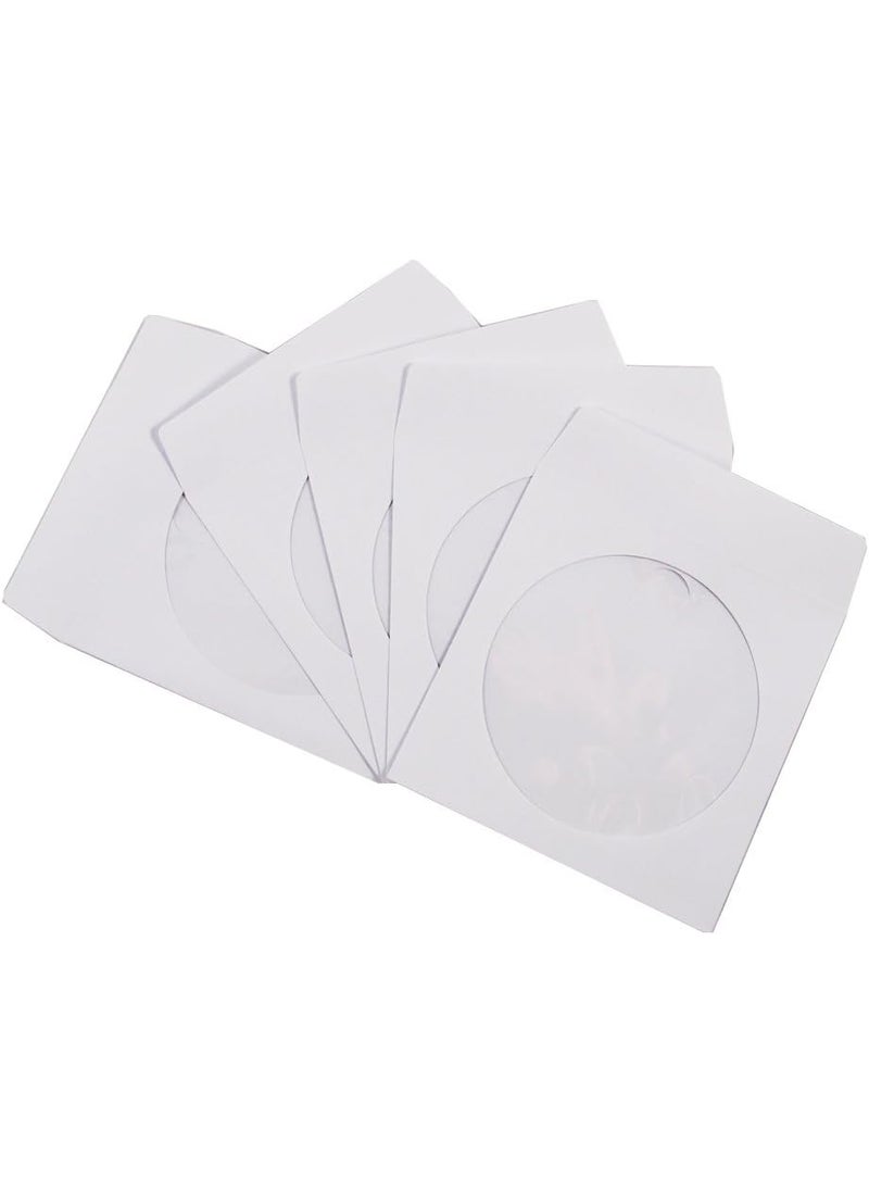 maxtek 200 Pack Maxtek Premium White Paper CD DVD Sleeves Envelope with Window Cut Out and Flap 100 GSM Paper  - Image 1