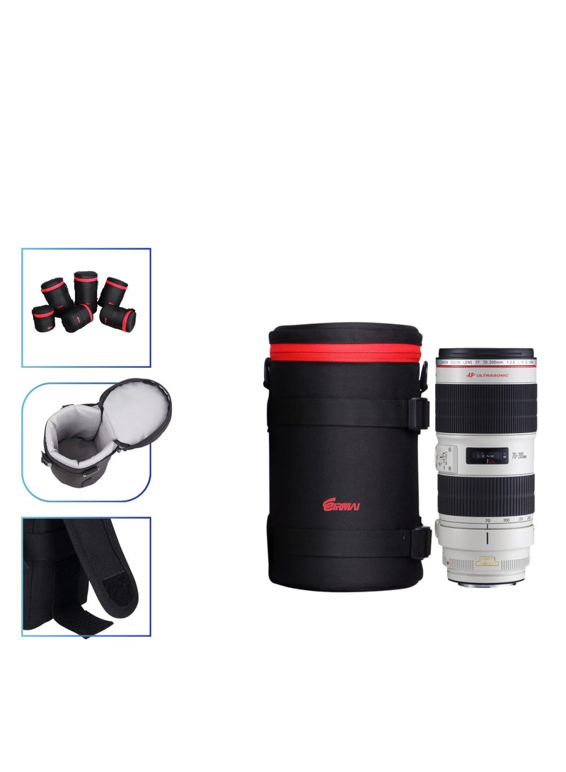 EIRMAI EMB-L2070 Model Eirmai lens bag for 70-200mm lenses with dual safety locks. Made of nylon in black. - Image 1