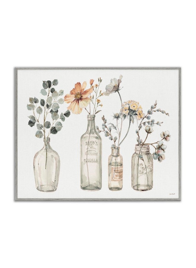 Stupell Industries Stupell Industries Antique Floral Bouquets Flowers Glass Jar Painting Framed Giclee Art Design by Lisa Audit - Image 1