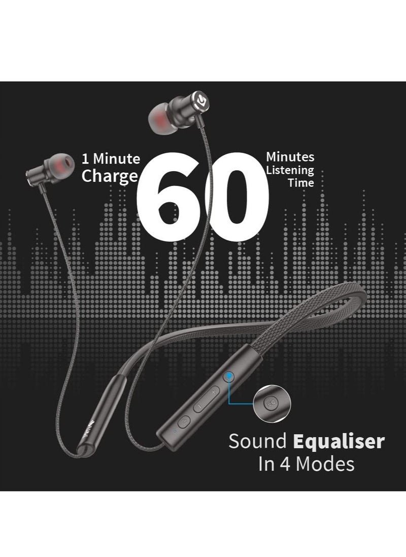 U & I ENTERTAINMENT - U & I Cobra 50Hours Music Time Fast Charging Wireless Neckband with 4Mode Equalizer Bluetooth Headset - Image 1