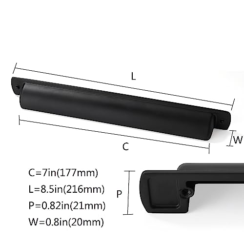 CABDM 6 Pack Black Cup Pulls 7178mm Center to Center Drawer Pulls Matte Black Cabinet Cup Pulls Kitchen Cabinet Hardware Vintage Cabinet Handles Bin Cup Drawer Handles Black Knobs - Image 3