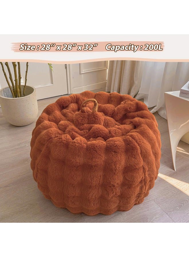LIFEREVO Kids Fluffy Faux Rabbit Fur Bean Bag Cover (No Filler), Soft Cozy Fuzzy Stuffed Animal Storage Bubble Bean Bag for Plush Toys, Cute Shaggy Furry Beanbag Cover Kids Girls Adults, Burnt Orange - Image 5
