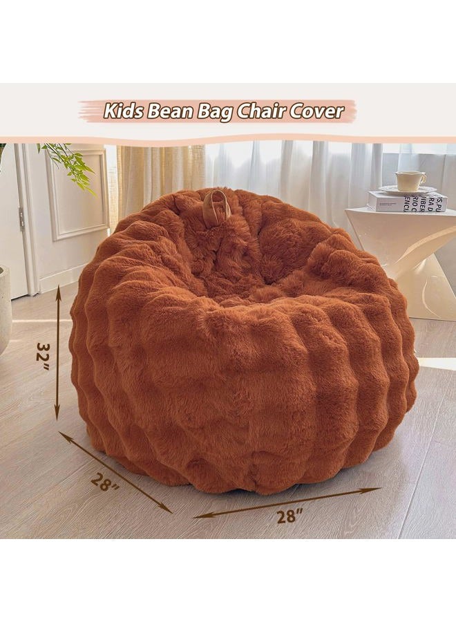 LIFEREVO Kids Fluffy Faux Rabbit Fur Bean Bag Cover (No Filler), Soft Cozy Fuzzy Stuffed Animal Storage Bubble Bean Bag for Plush Toys, Cute Shaggy Furry Beanbag Cover Kids Girls Adults, Burnt Orange - Image 2