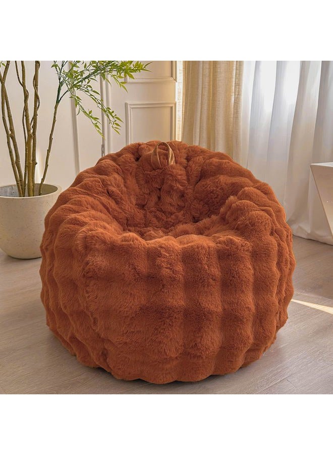 LIFEREVO Kids Fluffy Faux Rabbit Fur Bean Bag Cover (No Filler), Soft Cozy Fuzzy Stuffed Animal Storage Bubble Bean Bag for Plush Toys, Cute Shaggy Furry Beanbag Cover Kids Girls Adults, Burnt Orange - Image 1