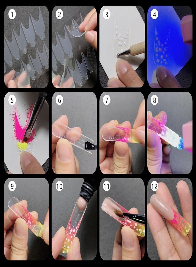 NICENEEDED 144 Pieces Duet System Dual Forms Nail Sticker, French Tip Nail Forma Pads Soft Silicone Nail Molds, Extension Quick Building Dual Nail Forms Mould for French Manicure Inner Mold - Image 3