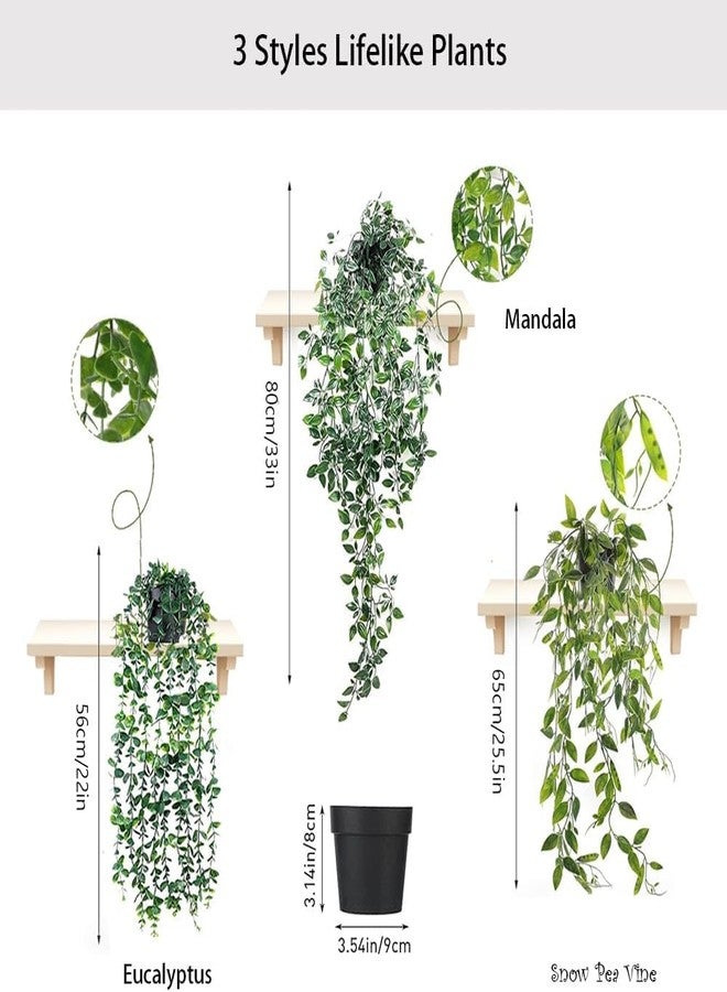 LZDGCC 3pcs Artificial Hanging Plants with Pot, Fake Potted Plants, Artificial Plant Indoors, Fake Hanging Plant, Faux Plants for Wall Room Home Indoor Outdoor Shelf Bathroom Decoration - Image 2