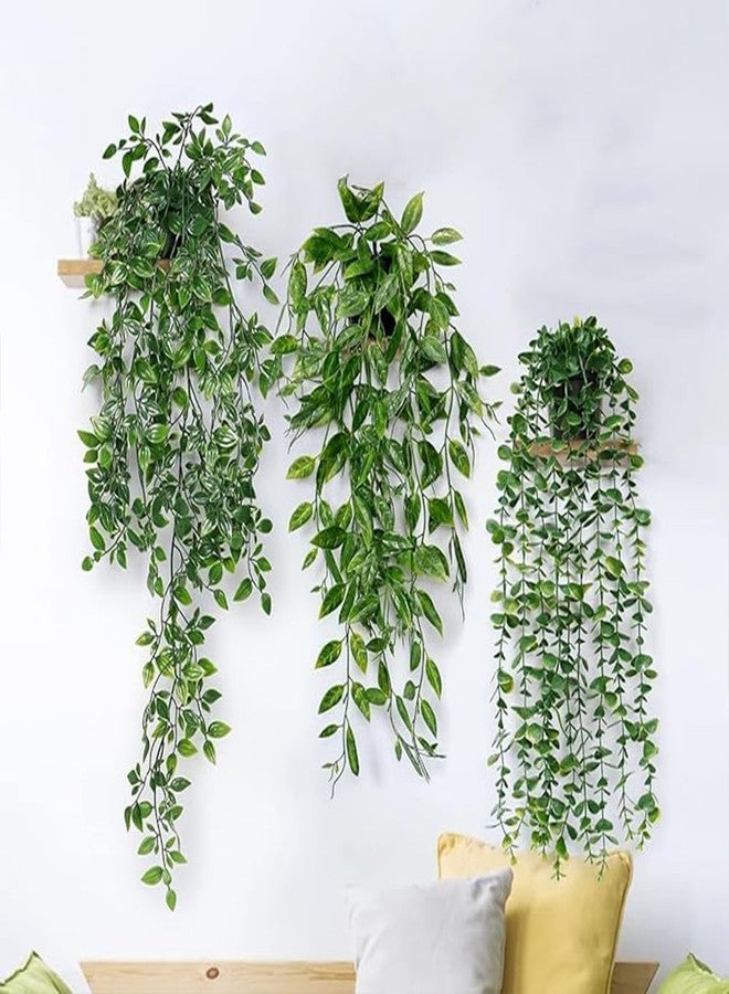 LZDGCC 3pcs Artificial Hanging Plants with Pot, Fake Potted Plants, Artificial Plant Indoors, Fake Hanging Plant, Faux Plants for Wall Room Home Indoor Outdoor Shelf Bathroom Decoration - Image 4