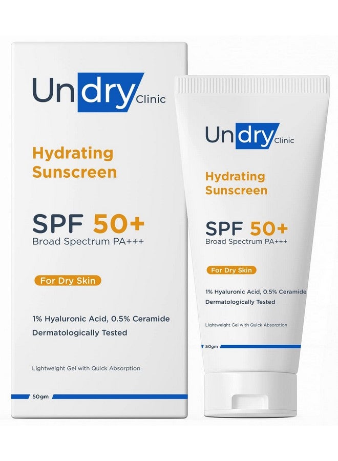 Undry Hydrating Sunscreen For Dry Skin (50Gm) Lightweight, Photostable Sunscreen Spf 50 Broad Spectrum Sun Screen Protector Spf 50 Sunscreen For Women & Sunscreen For Men; Sun Cream With Ha & Ceramide - Image 1