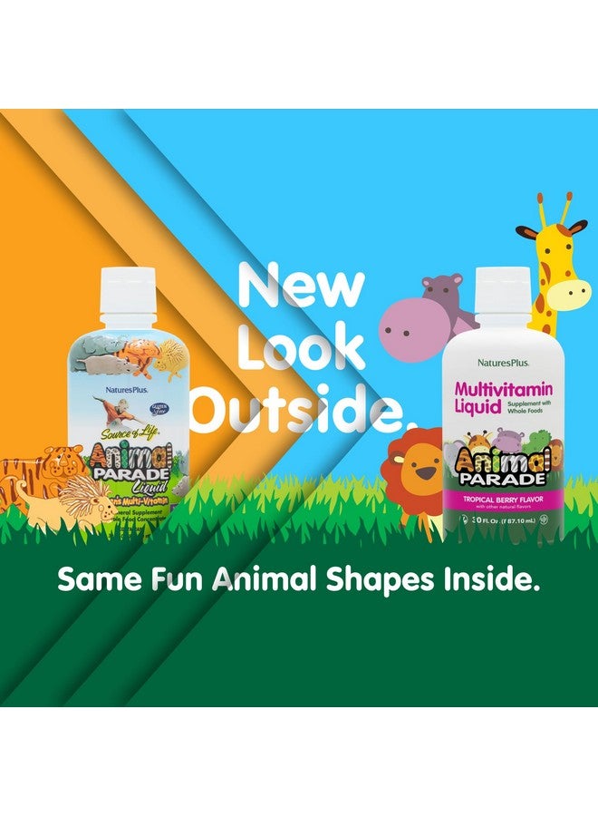 NaturesPlus Natures Plus Animal Parade Source of Life Children's Liquid Multivitamin - Tropical Berry Flavor - 30 fl oz - Whole Food Supplement - Vegetarian, Gluten-Free - 60 Servings - Image 2