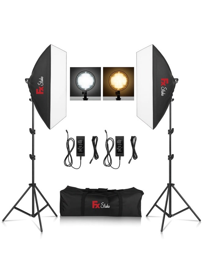 FX Studio 50×70cm Softbox Lighting Kit – 90W Bi-Color with Remote & LCD Screen - Image 1