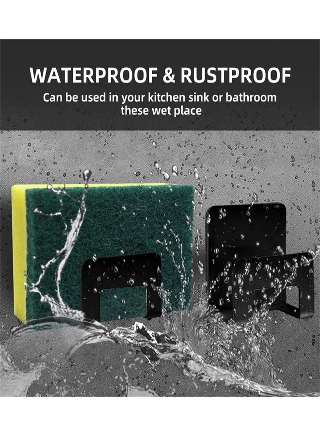 Adhesive Sponge Holder for Kitchen Sink, 2pcs Stainless Steel Kitchen Sink Sponge Caddy for Kitchen Organization in Sink, Multifunctional Inside Sink Sponge Holder - Image 3