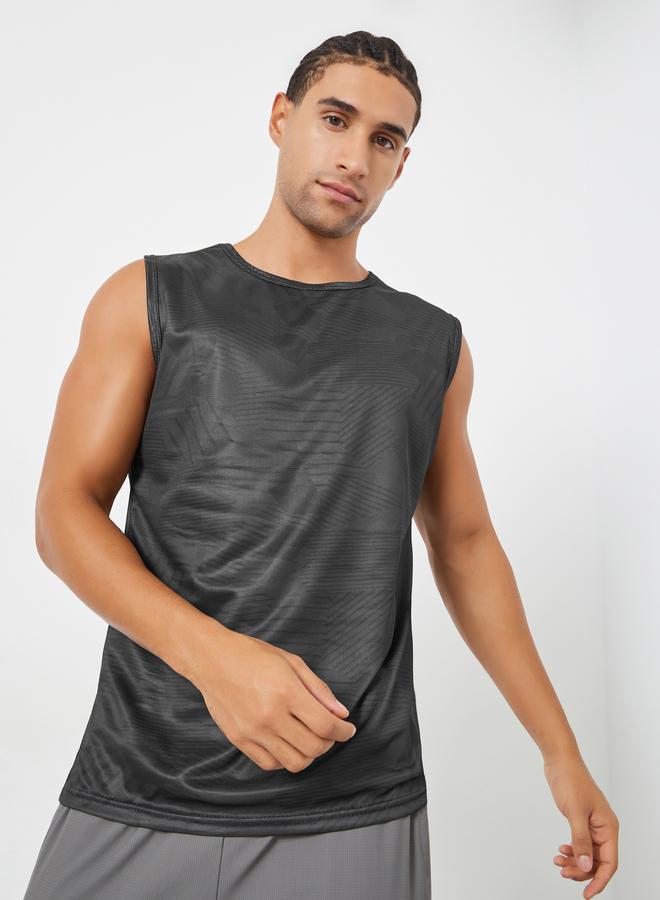 Styli Active Men Black Quick Dry Textured Tank - Image 1