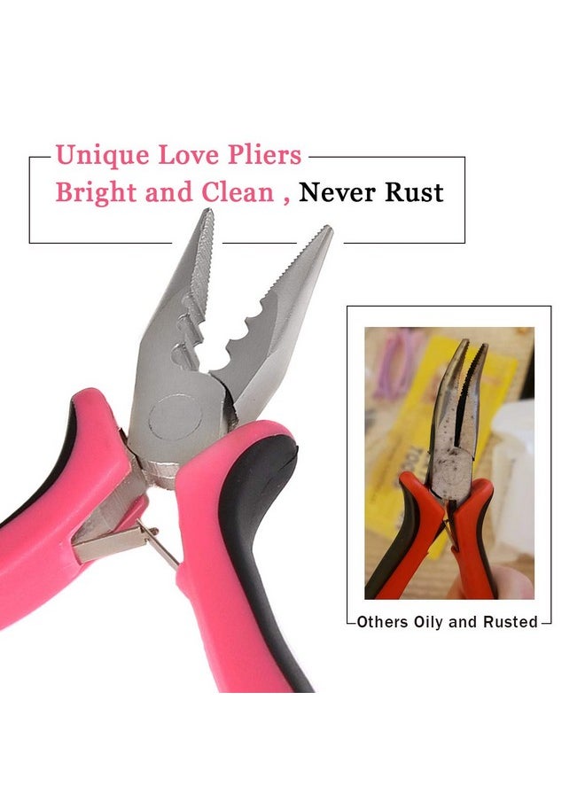 Unique Love - Microlinks Hair Extensions Kit Tool With 4 In 1 Metal Loop Threader Needle Hair Extension Plier 6 Colors Of 3Mm Silicone Microlink Beads For Hair Extension - Image 1