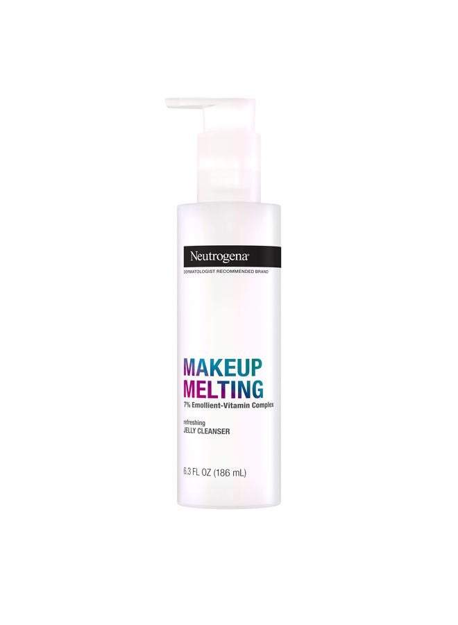 Neutrogena Makeup Melting Refreshing Jelly Cleanser, 7% Emollient-Vitamin Complex, Gentle Face & Eye Makeup Remover to Melt Stubborn Makeup, Cleanse & Condition Skin, Oil-Free, 6.3 fl. oz - Image 1