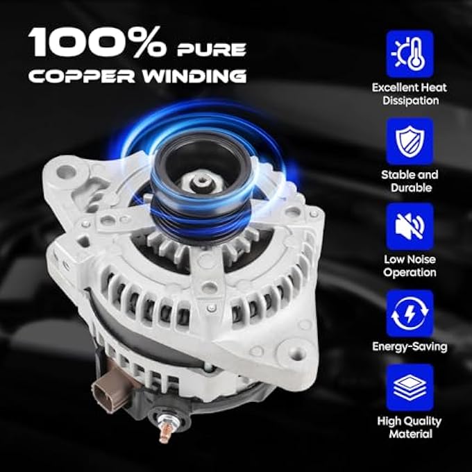 SEHNSUCHT Alternator Replacement New Fit for Pontiac Vibe 2009-2010 1.8L, for Toyota Corolla 2009-2013 1.8L, for Toyota Matrix 2009-2010 1.8L, Automotive Replacement Alternators for 104210-2801 - Image 5