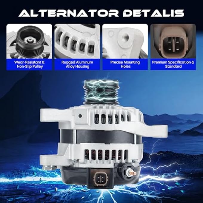 SEHNSUCHT Alternator Replacement New Fit for Pontiac Vibe 2009-2010 1.8L, for Toyota Corolla 2009-2013 1.8L, for Toyota Matrix 2009-2010 1.8L, Automotive Replacement Alternators for 104210-2801 - Image 3