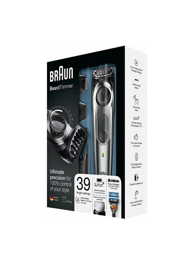 BRAUN 5-Piece Beard Trimmer With Gillette Fusion 5 ProGlide Razor Set BT7020 Grey - Image 1