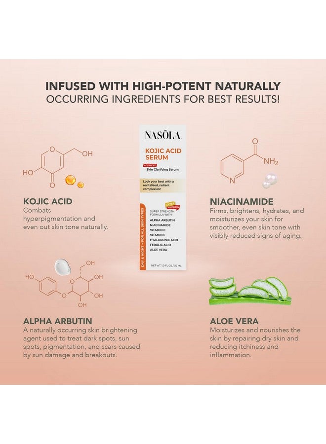 ناسولا مصل حمض الكوجيك لتنقية البشرة وتنشيطها وكريم البهتان مع ألفا أربوتين وفيتامين C وE والنياسيناميد - Image 3