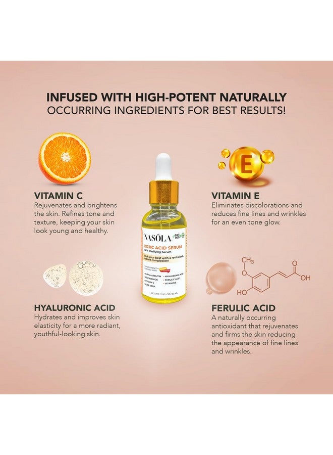 ناسولا مصل حمض الكوجيك لتنقية البشرة وتنشيطها وكريم البهتان مع ألفا أربوتين وفيتامين C وE والنياسيناميد - Image 4