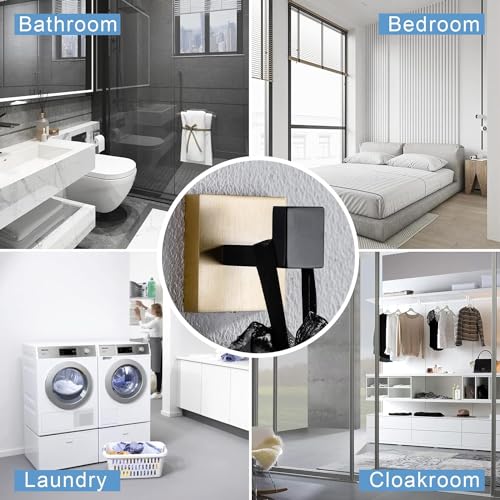 LUXIUR Wall Hooks for Hanging Strong 5kg, Cloth Hook Stand for Bathroom and Kitchen Accessories Items, SUS 304 Grade Stainless Steel Robe Hook, Bathroom Accessories, Black Gold, 2 Pack - Image 4