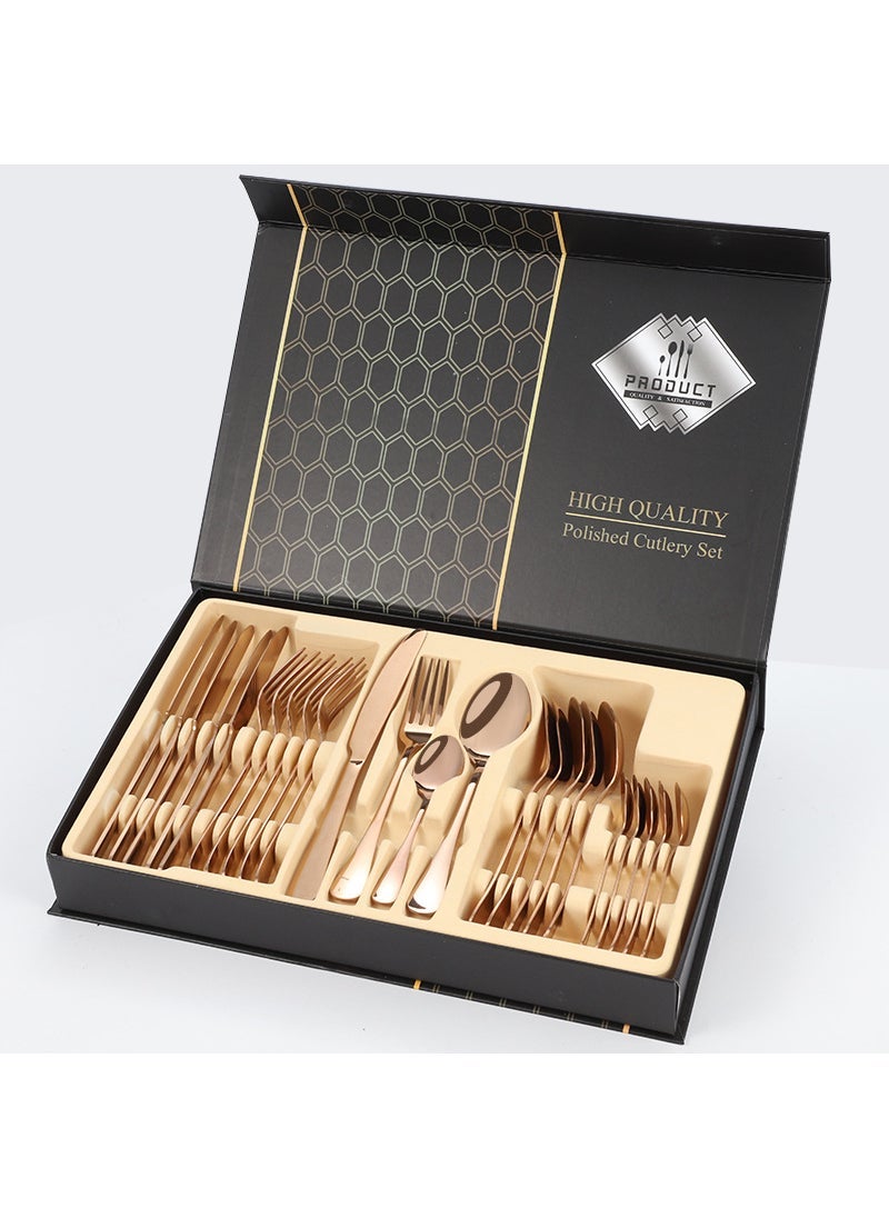 24-Piece Stainless Steel Dinnerware Set Rose gold 24 piece set