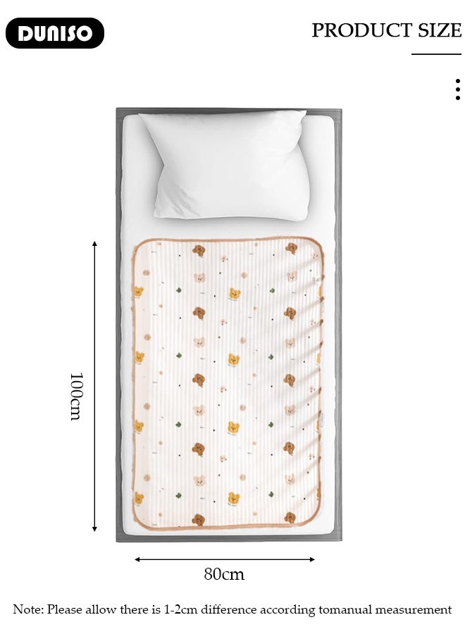 DUNISO Baby Waterproof Bed Pad Bed Wetting Pads Washable for Kids Toddler Baby Changing Mat Reusable Incontinence Underpads Toddler Potty Training Pads Baby Waterproof Pad Mat Washable Mattress Protector for Babies 80*100cm  - Image 2