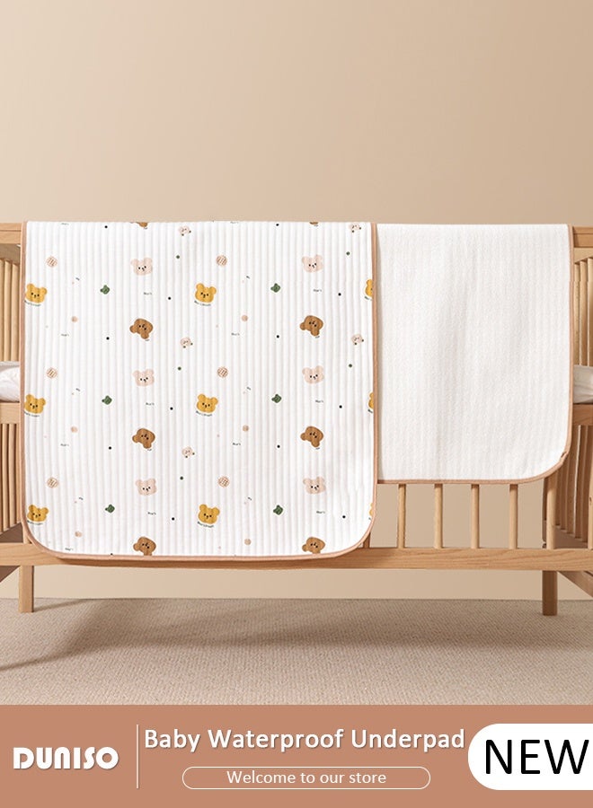 DUNISO Baby Waterproof Bed Pad Bed Wetting Pads Washable for Kids Toddler Baby Changing Mat Reusable Incontinence Underpads Toddler Potty Training Pads Baby Waterproof Pad Mat Washable Mattress Protector for Babies 80*100cm  - Image 1