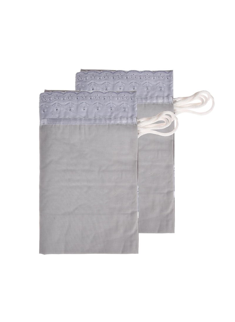 Kuber Industries Kuber Industries Bolster Covers Cotton Bolster Cover Set Diwan Bolster Cover Set Bolster Pillow Cover Plain Lace Print Masand Cover 16x32 Inch Pack of 2 Gray  - Image 4