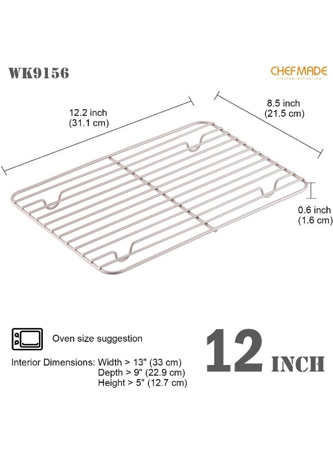 CHEFMADE Baking and Cooling Rack, Heavy Duty Carbon Steel 12.2-Inch Non-Stick Rectangle Wire Rack for Oven Baking For Home Baking Grilling (Champagne Gold) - Image 2