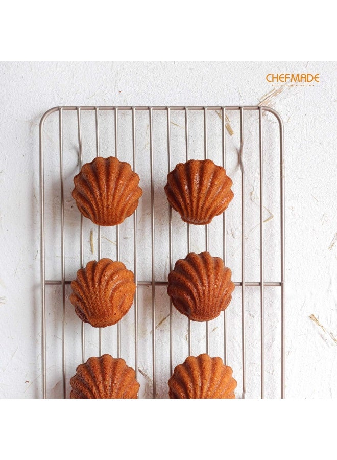 CHEFMADE Baking and Cooling Rack, Heavy Duty Carbon Steel 12.2-Inch Non-Stick Rectangle Wire Rack for Oven Baking For Home Baking Grilling (Champagne Gold) - Image 3