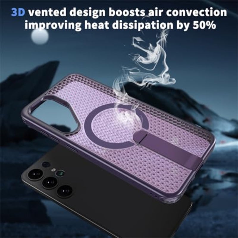 Cooling Case for Samsung Ultra with Invisible Stand, Compatible with MagSafe, Magnetic Heat Dissipation Honeycomb Slim Hard PC Protective Cover for Ultra FX - Image 4