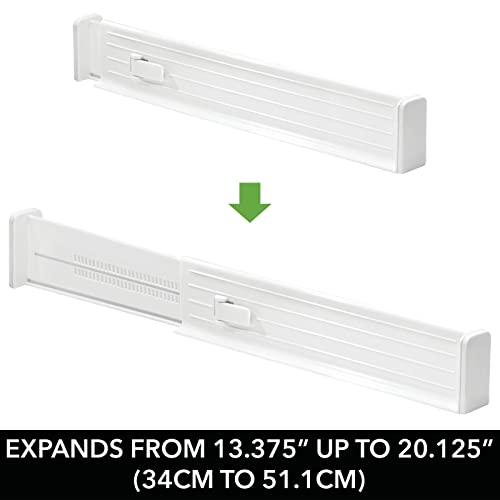 mDesign Expandable Dresser Drawer Divider with Foam Ends, Drawer Divider Locks in Place, Separators for Clothing and Accessories in Closet or Dresser Drawer, Ligne Collection, 4 Pack, White - Image 5